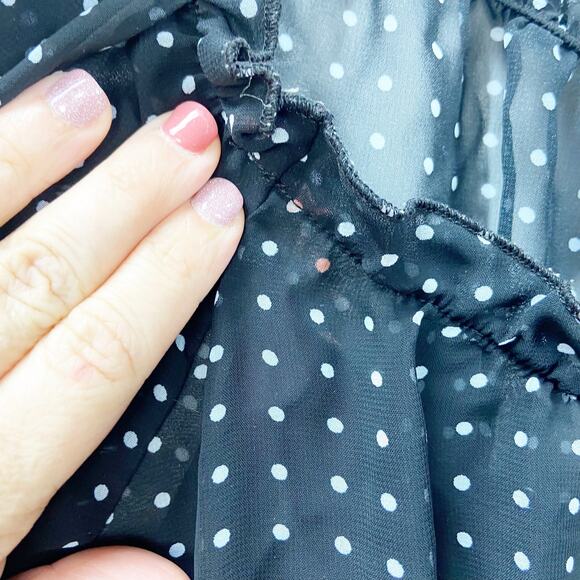Oh Baby! Motherhood Maternity XL Womens Black Polka Dot Babydoll Blouse Top - Picture 4 of 8